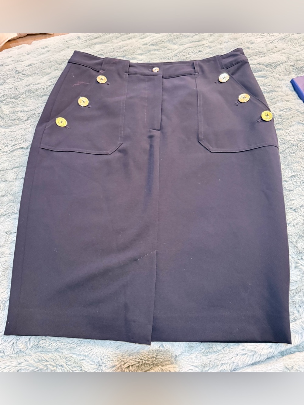 Tommy Hilfiger Navy Skirt with Gold Buttons Size 10